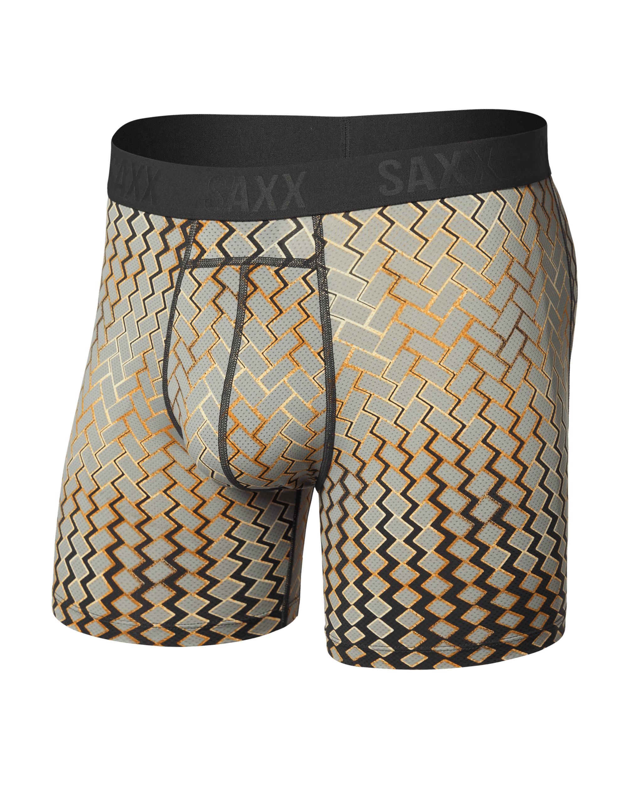 Front of Smooth Flex Light Compression Boxer Brief in Lustre Weave-Faded Black