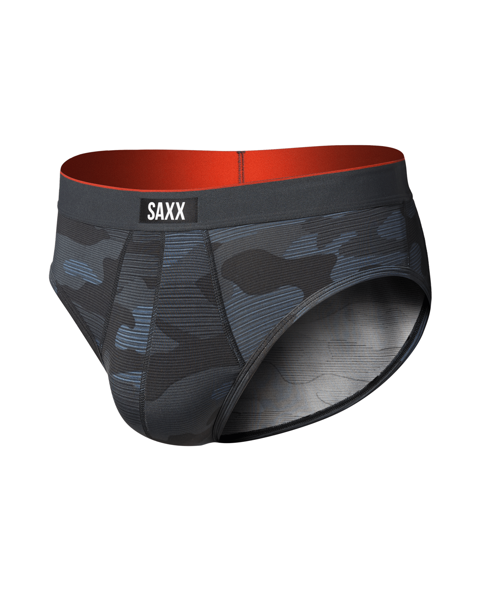 Front of Multi-Sport Mesh Brief in Remote Camo - Faded Black
