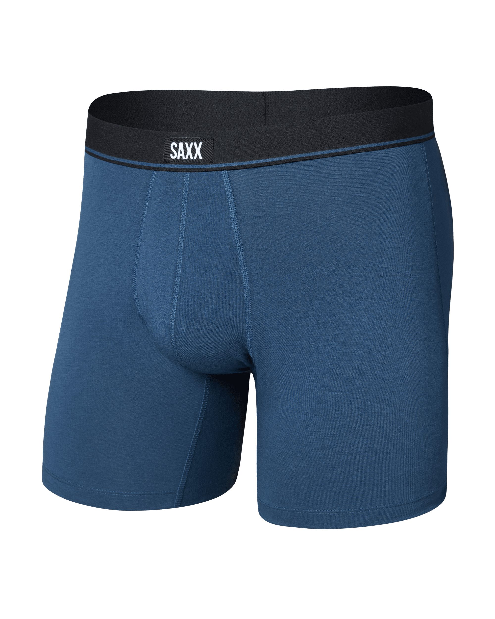 Front of Essential Cotton Boxer Brief in Dark Denim