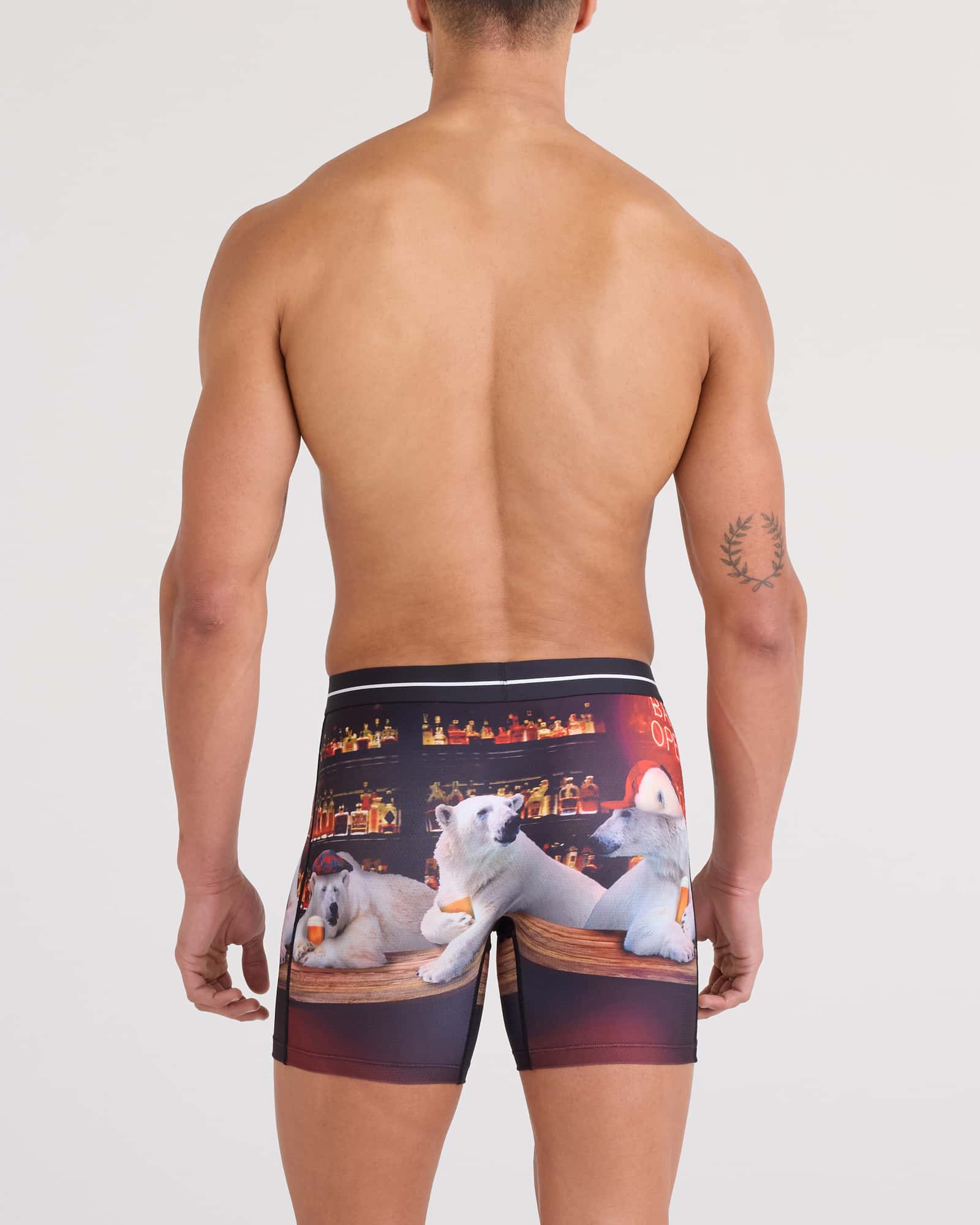 Back - Model wearing Volt Breathable Mesh Boxer Brief in Da Bears-Multi