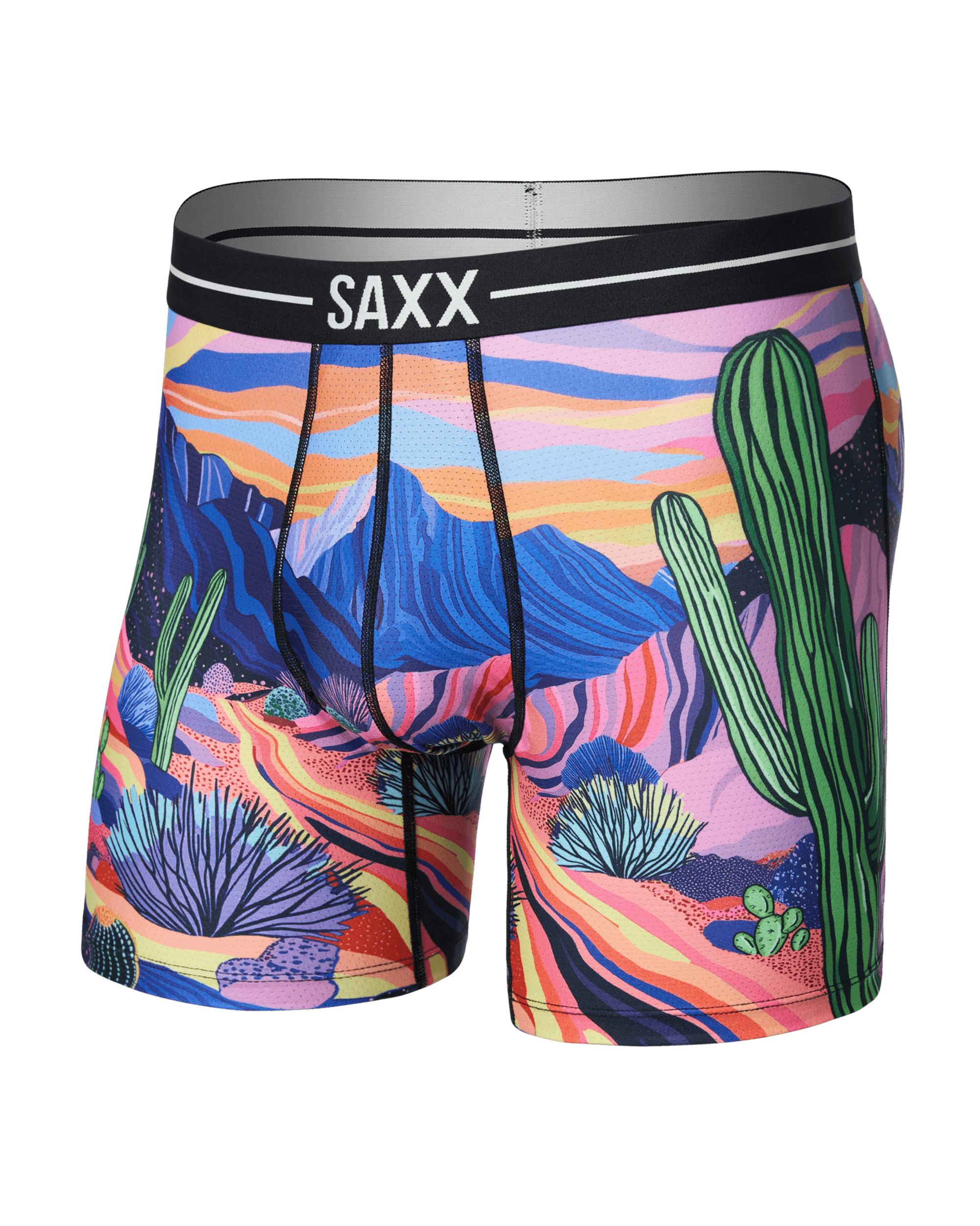 Front of Volt Breathable Mesh Boxer Brief in Prickly Paradise-Multi