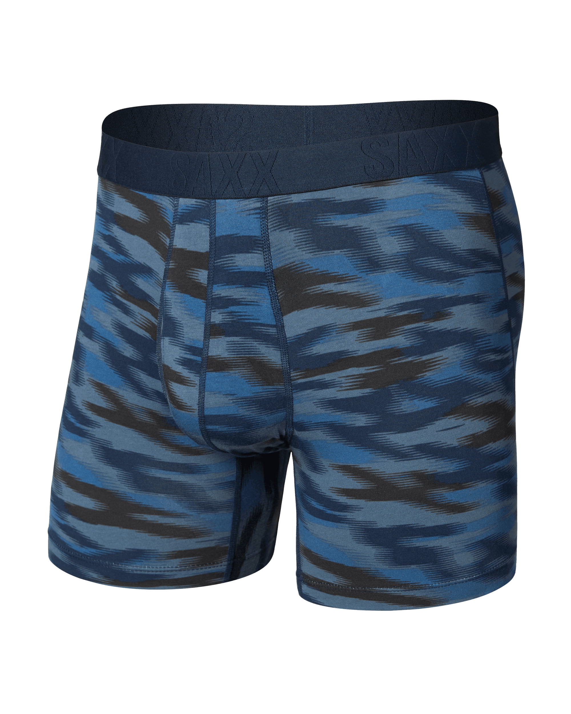 Front of DropTemp Cooling Cotton Boxer Brief in Swift Camo-Dark Ink