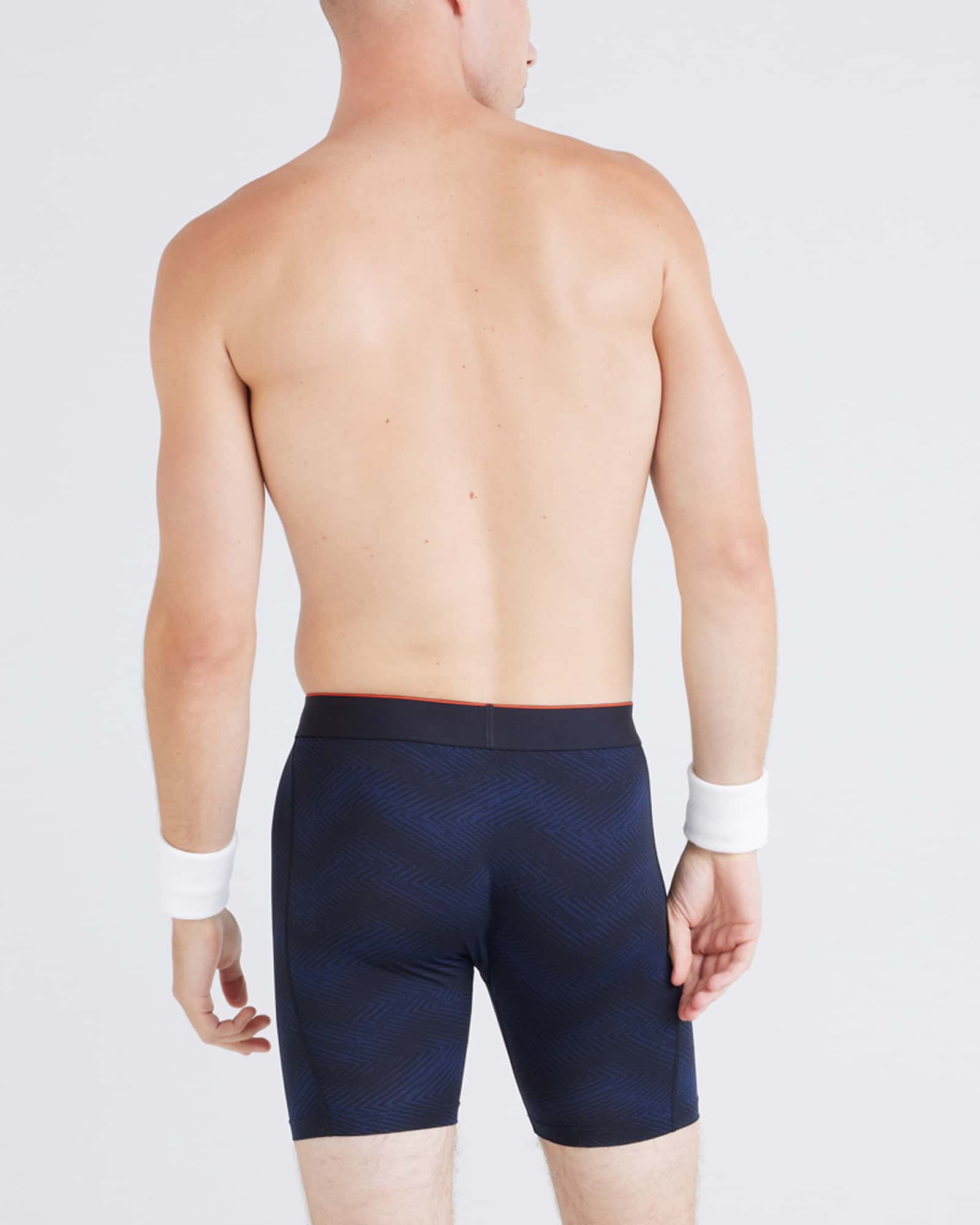 Back - Model wearing Multi-Sport Mesh Boxer Brief Fly 2Pk in Full Tilt Chevron/Black