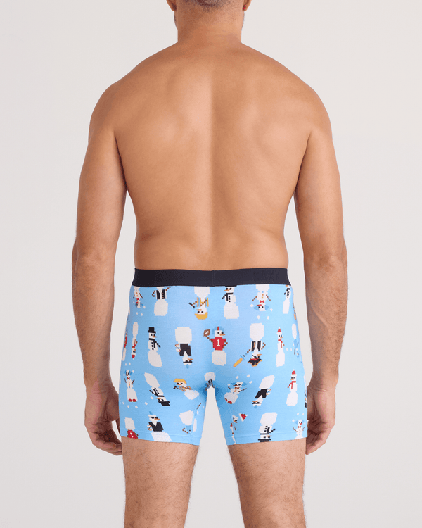 Back - Model wearing Vibe Xtra Soft Comfort Boxer Brief Fly 2 Pack in Frosty The Gamer/Black