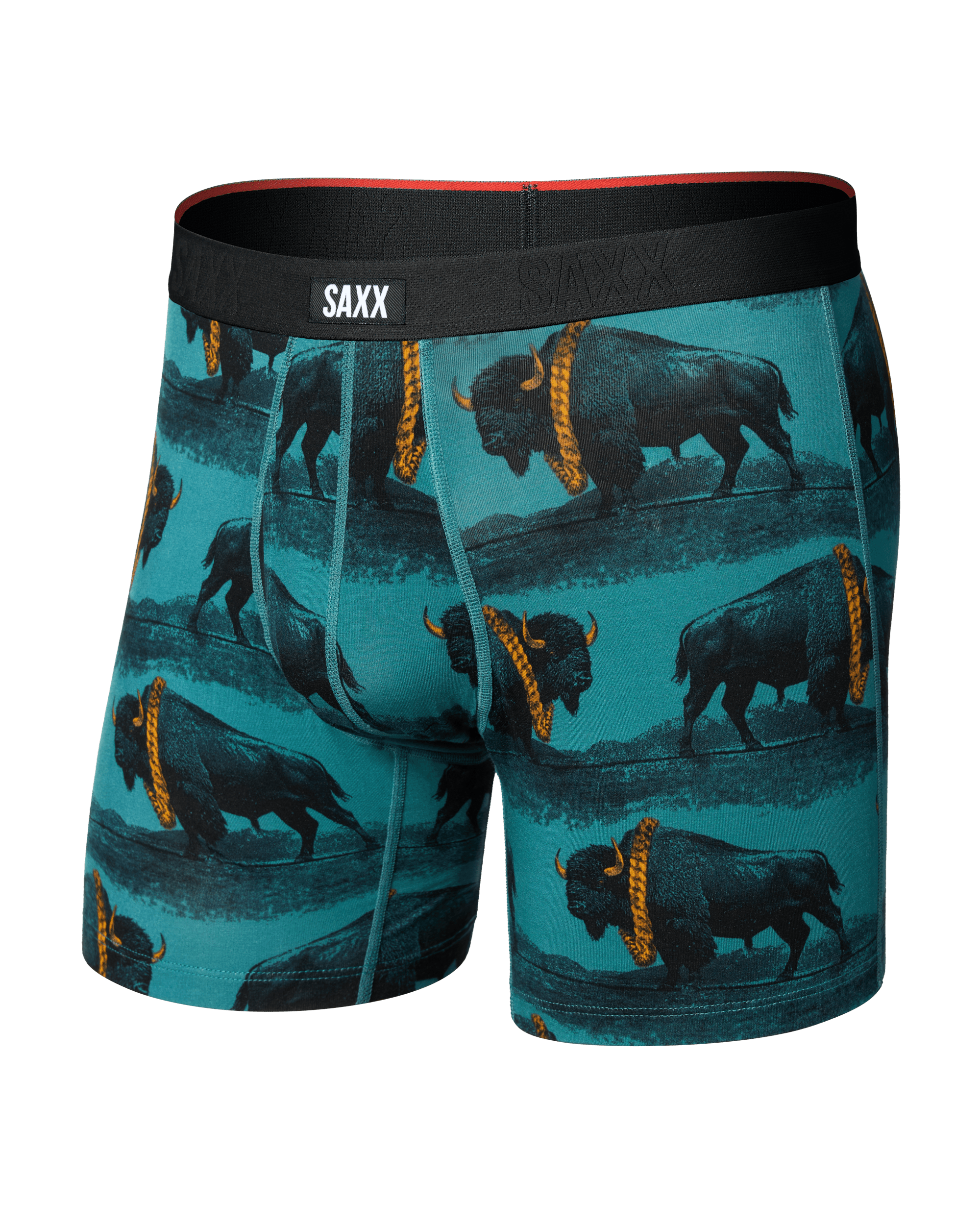 Front of Vibe Xtra Soft Comfort Boxer Brief in Bison Bling-Seascape
