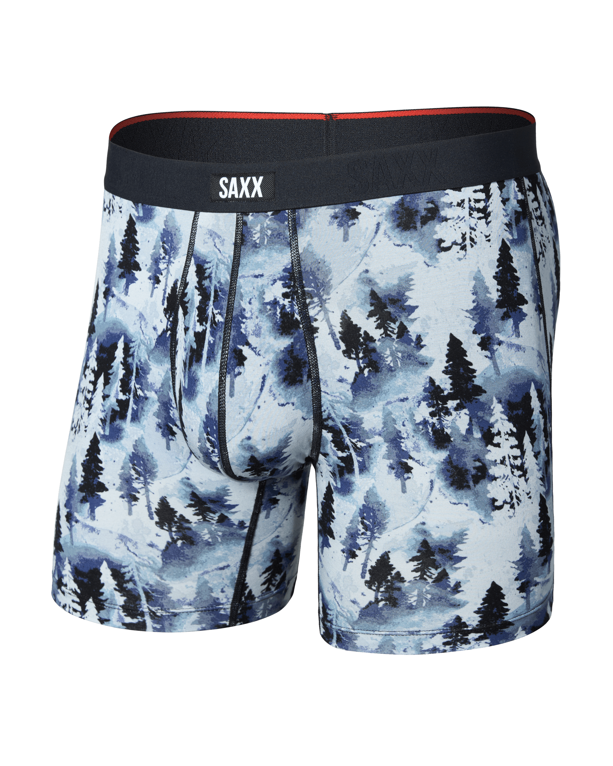 Front of Vibe Xtra Soft Comfort Boxer Brief in Forestland-Midnight Blue