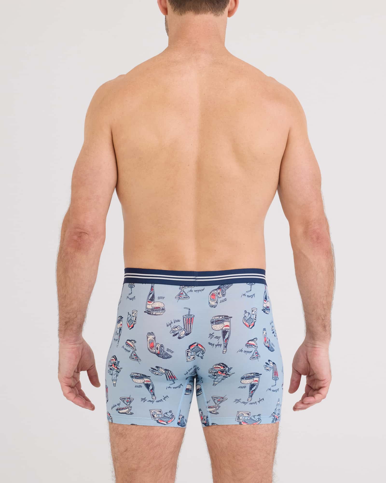 Back - Model wearing Vibe Xtra Soft Comfort Boxer Brief Fly in High Brow Low Life