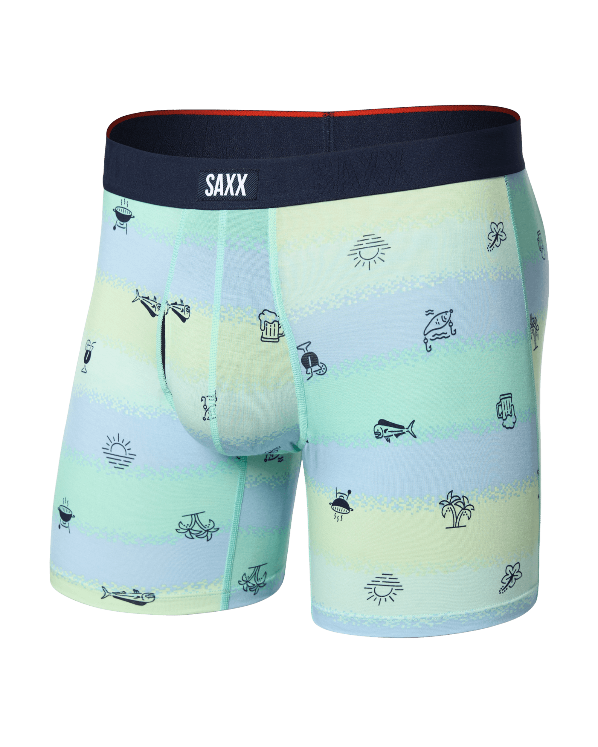 Front of Vibe Xtra Soft Comfort Boxer Brief Fly in Iconic Summer-Multi
