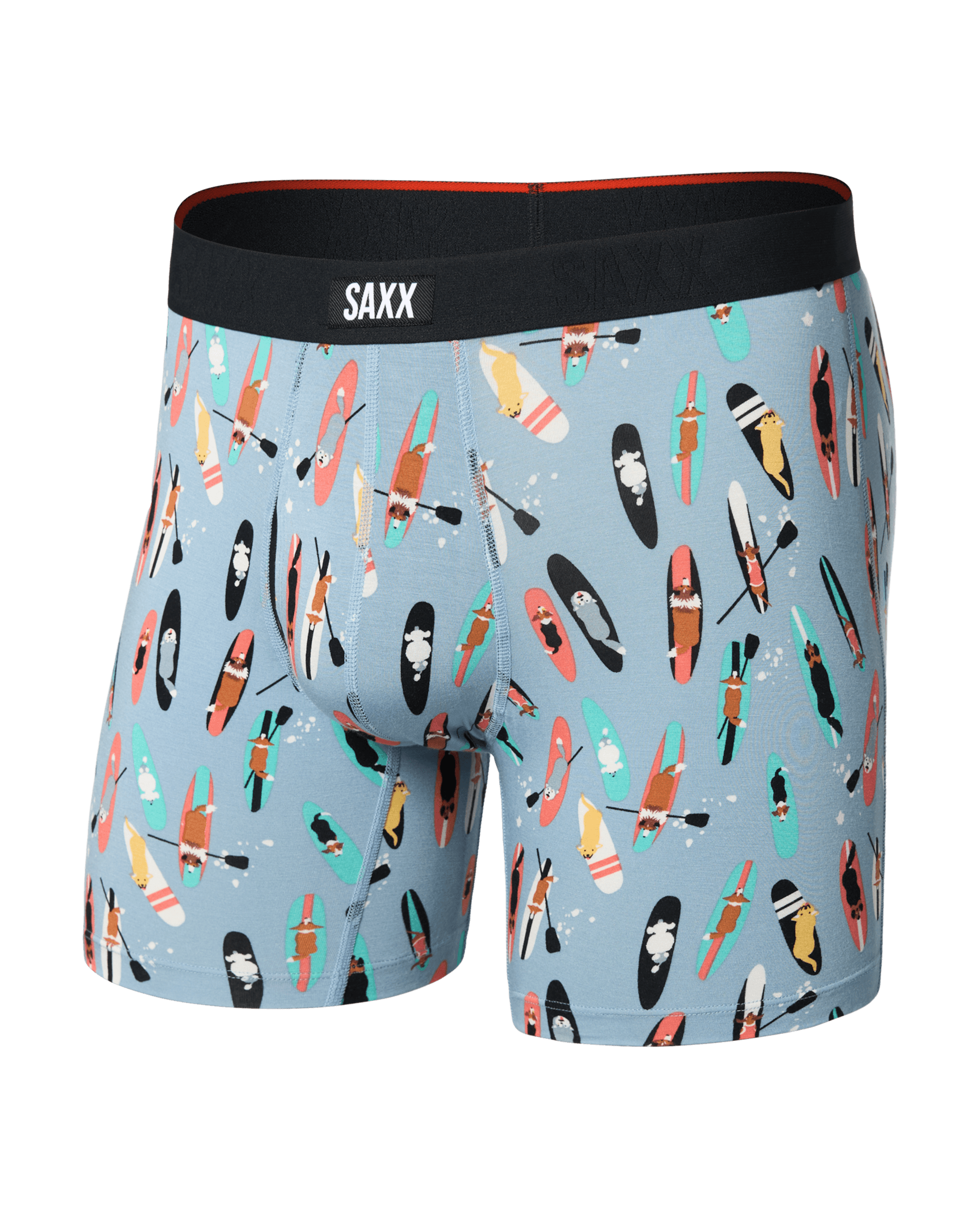 Front of Vibe Xtra Soft Comfort Boxer Brief in Sup Dogs-Ashley Blue