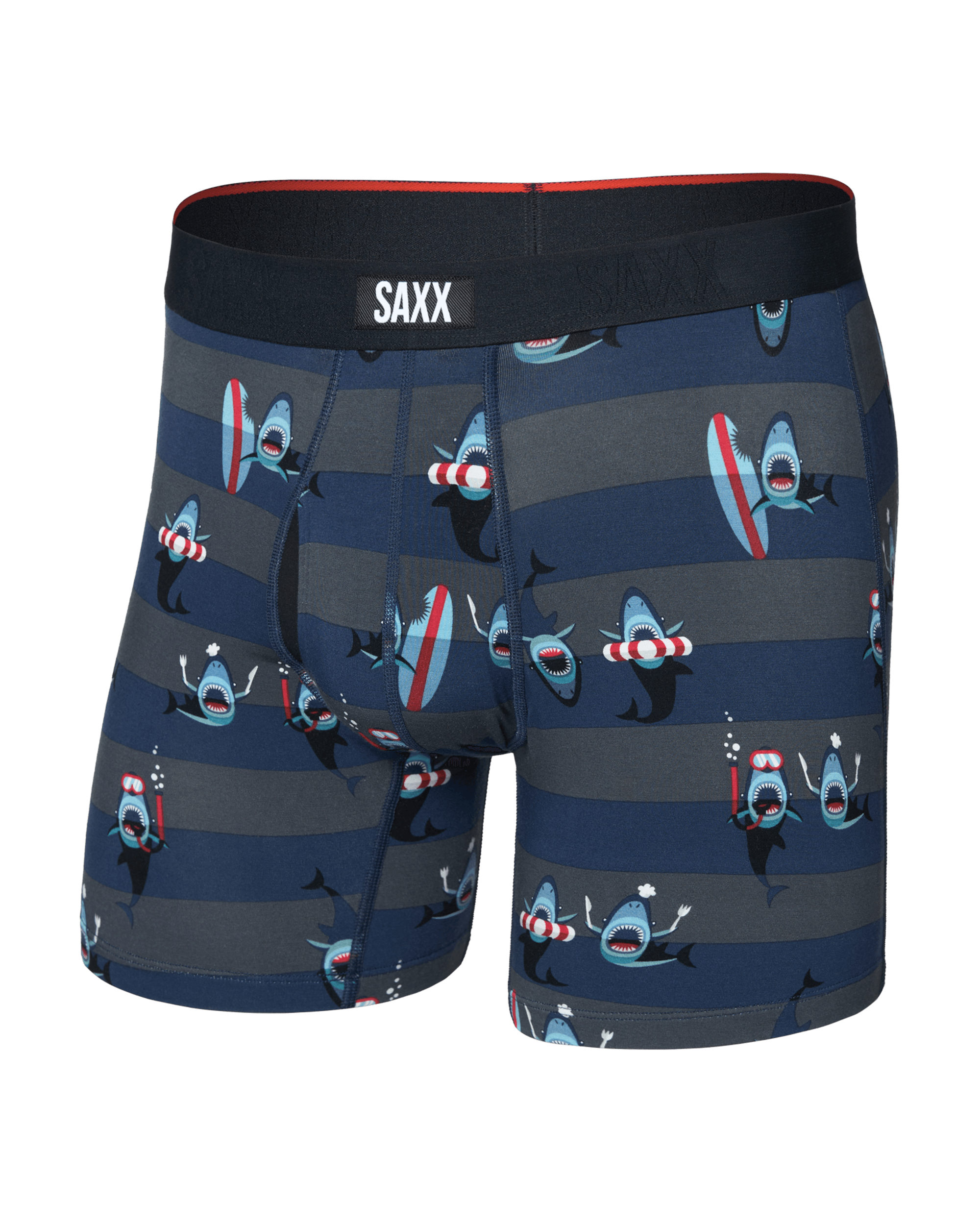 Front of Vibe Xtra Soft Comfort Boxer Brief Fly in Shark Bite-Navy