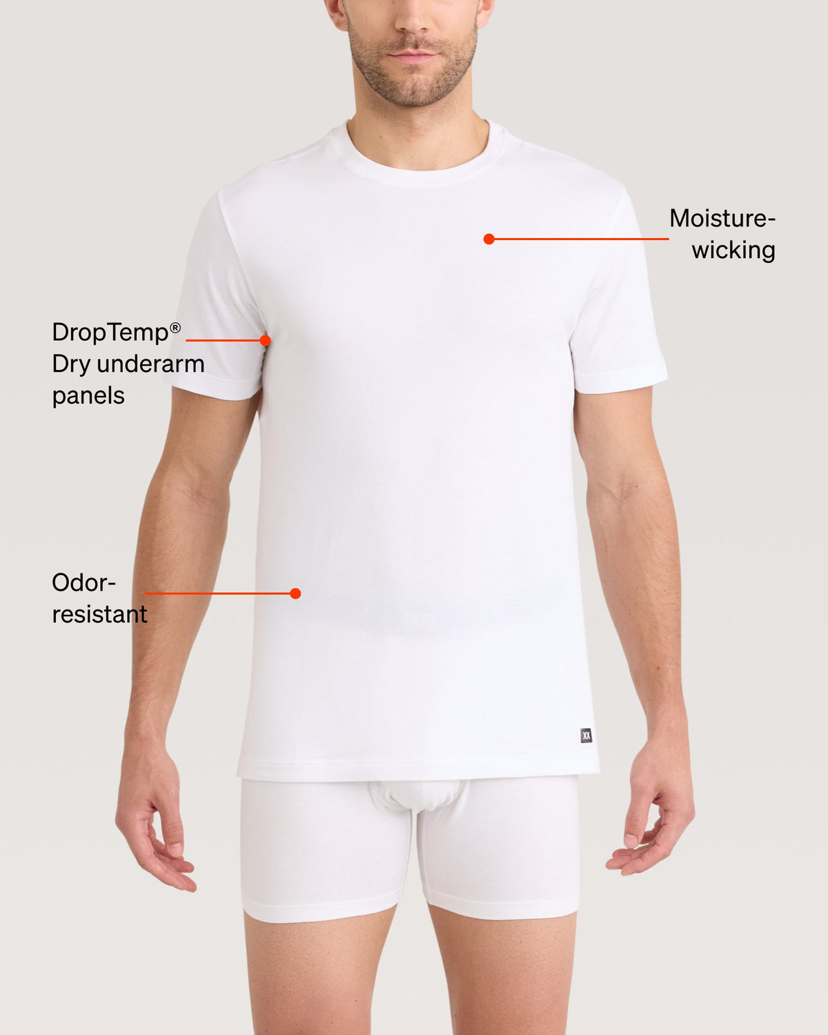 SAXX Underwear DropTemp Dry Cotton Short Sleeve Crew 2 Pack technology graphic