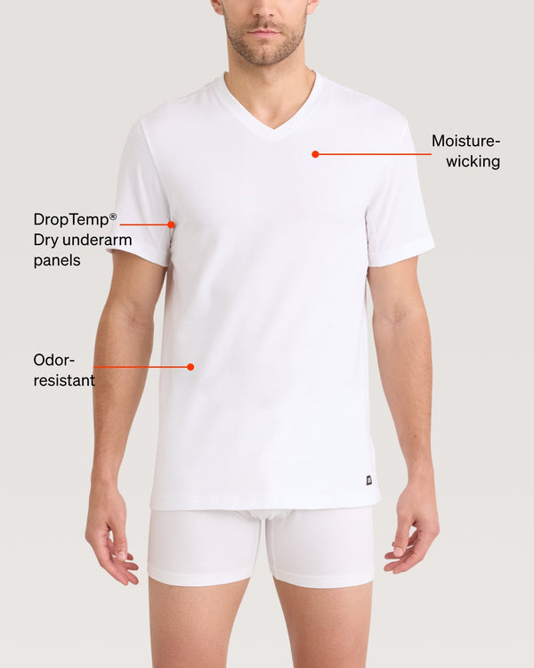 SAXX Underwear DropTemp Dry Cotton Short Sleeve V-Neck 2 Pack technology graphic