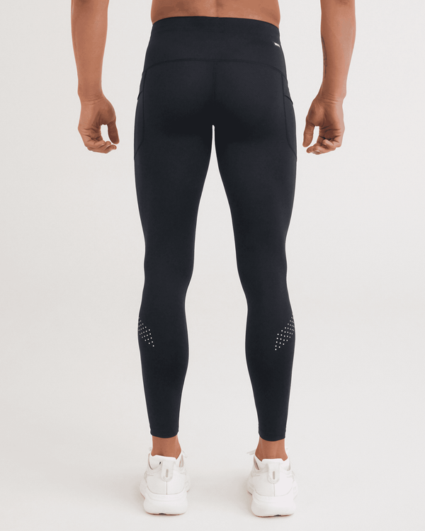 Back - Model wearing Smooth Flex Light Compression Tights in Black