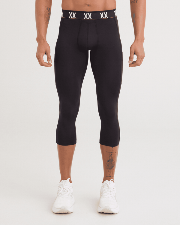Front - Model wearing Multi-Sport Mesh Tights in Black