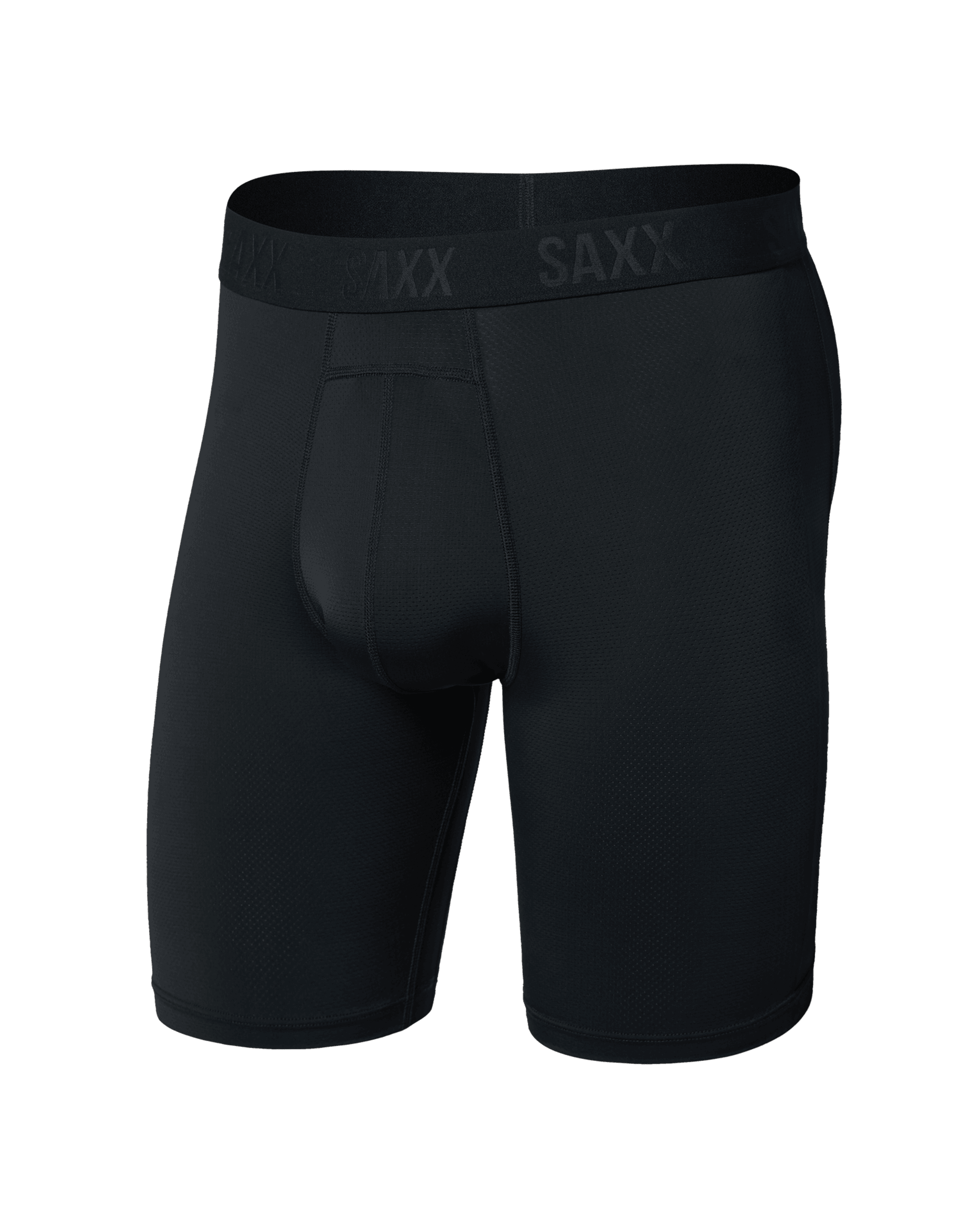 Front of Smooth Flex Light Compression Long Boxer Brief in Black