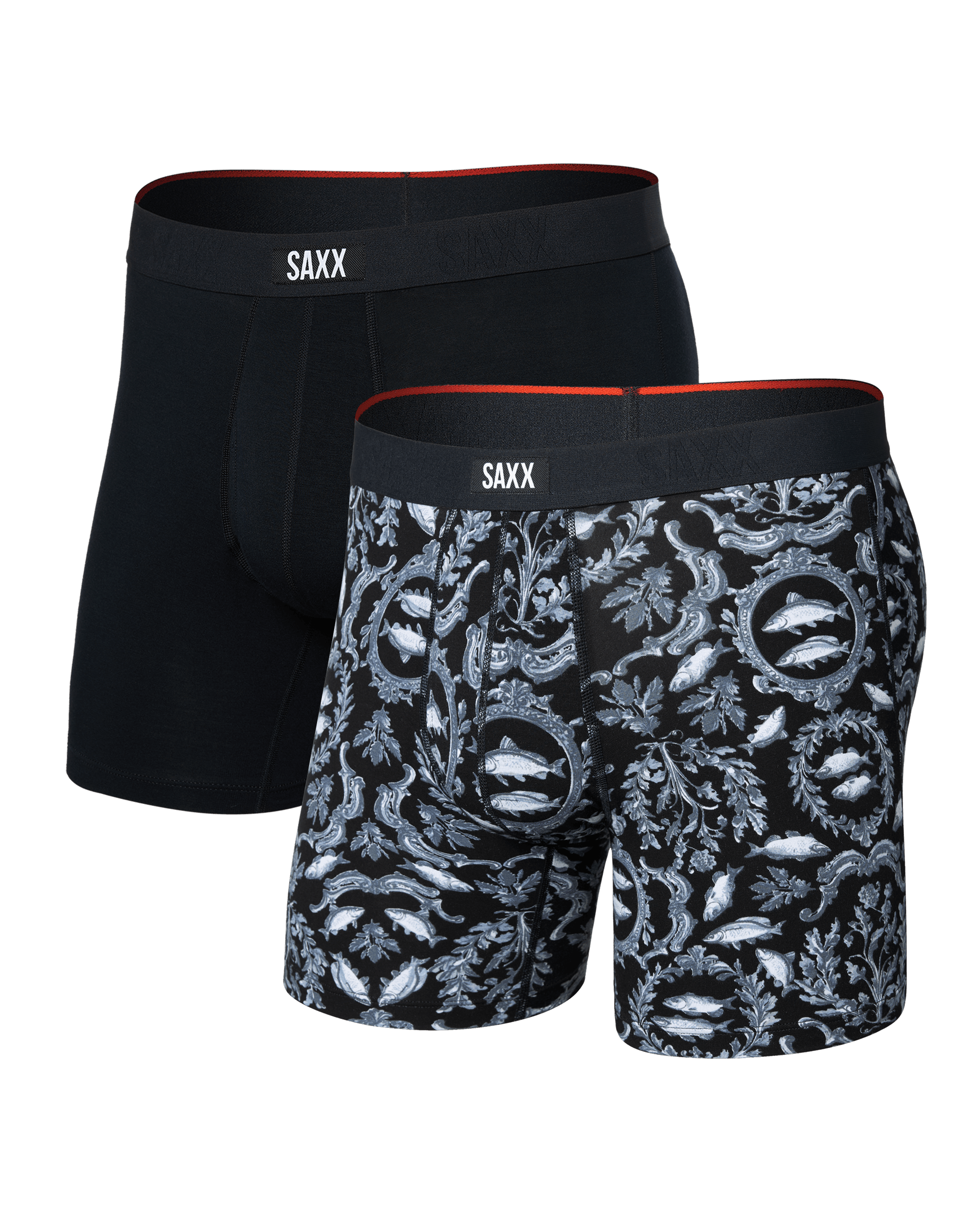 Front of Vibe Xtra Soft Comfort Boxer Brief 2 Pack in Backsplash/Black
