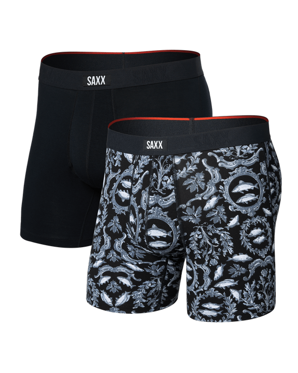 Front of Vibe Xtra Soft Comfort Boxer Brief 2 Pack in Backsplash/Black