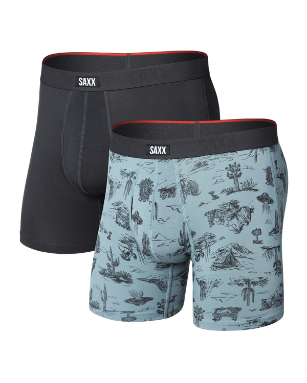 Front of Vibe Xtra Soft Comfort Boxer Brief 2 Pack in Desert Daydream/Faded Black