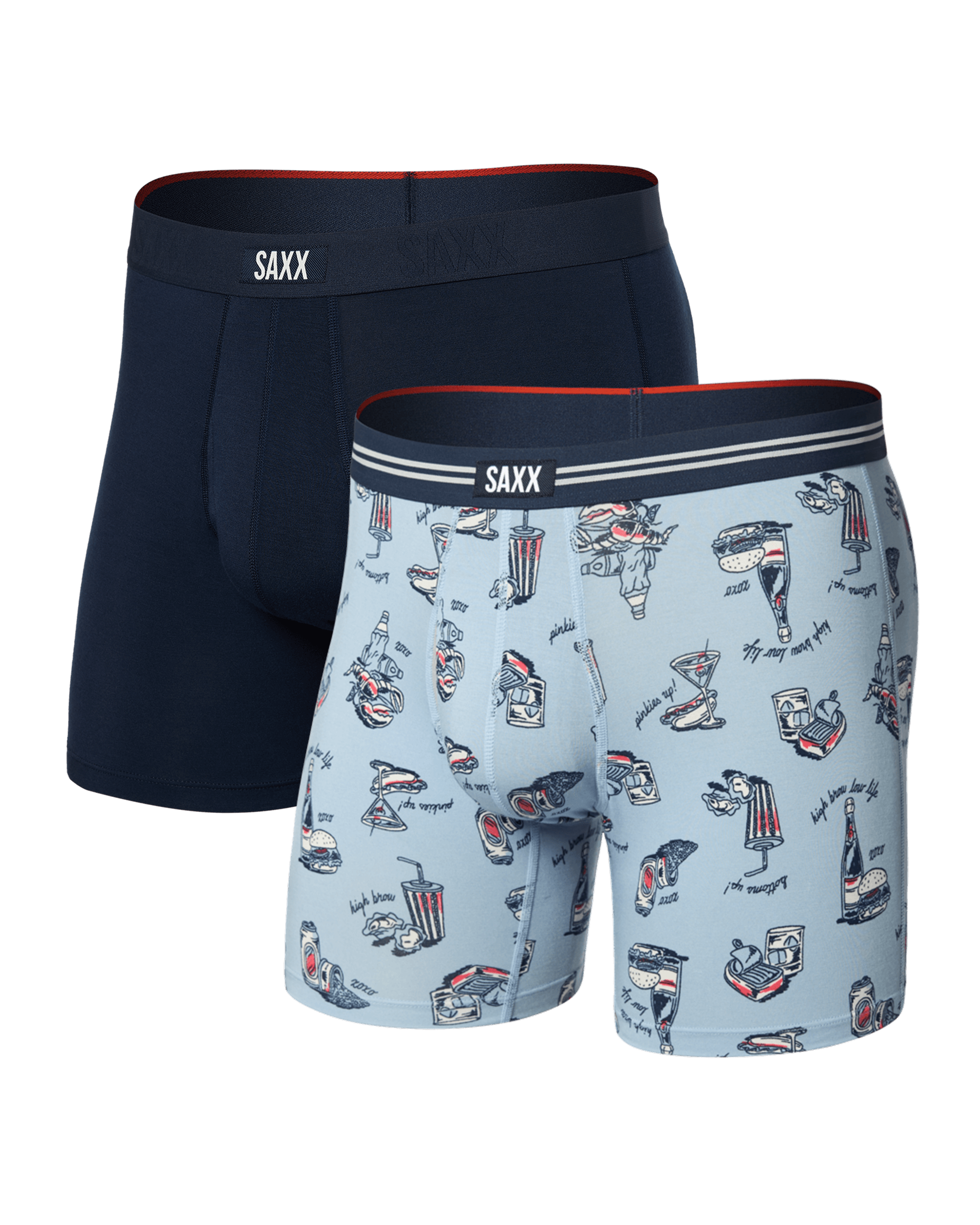Front of Vibe Xtra Soft Comfort Boxer Brief Fly 2Pk in High Brow Low Life/Navy