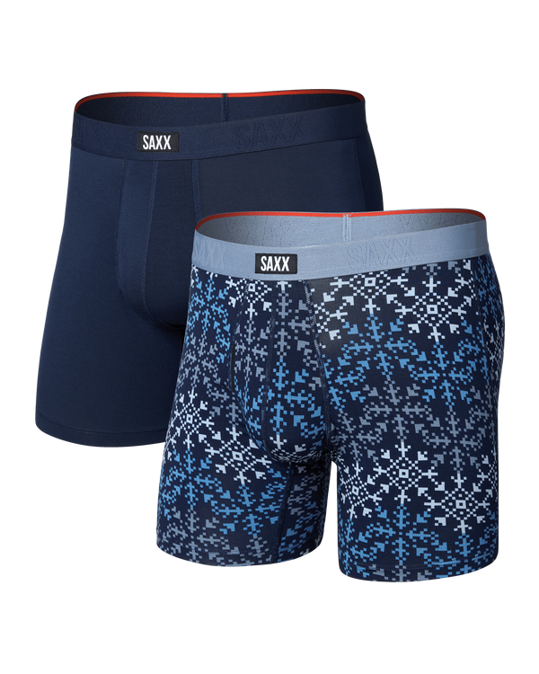 Front of Vibe Xtra Soft Comfort Boxer Brief 2 Pack in Snowflake Chevron/Maritime