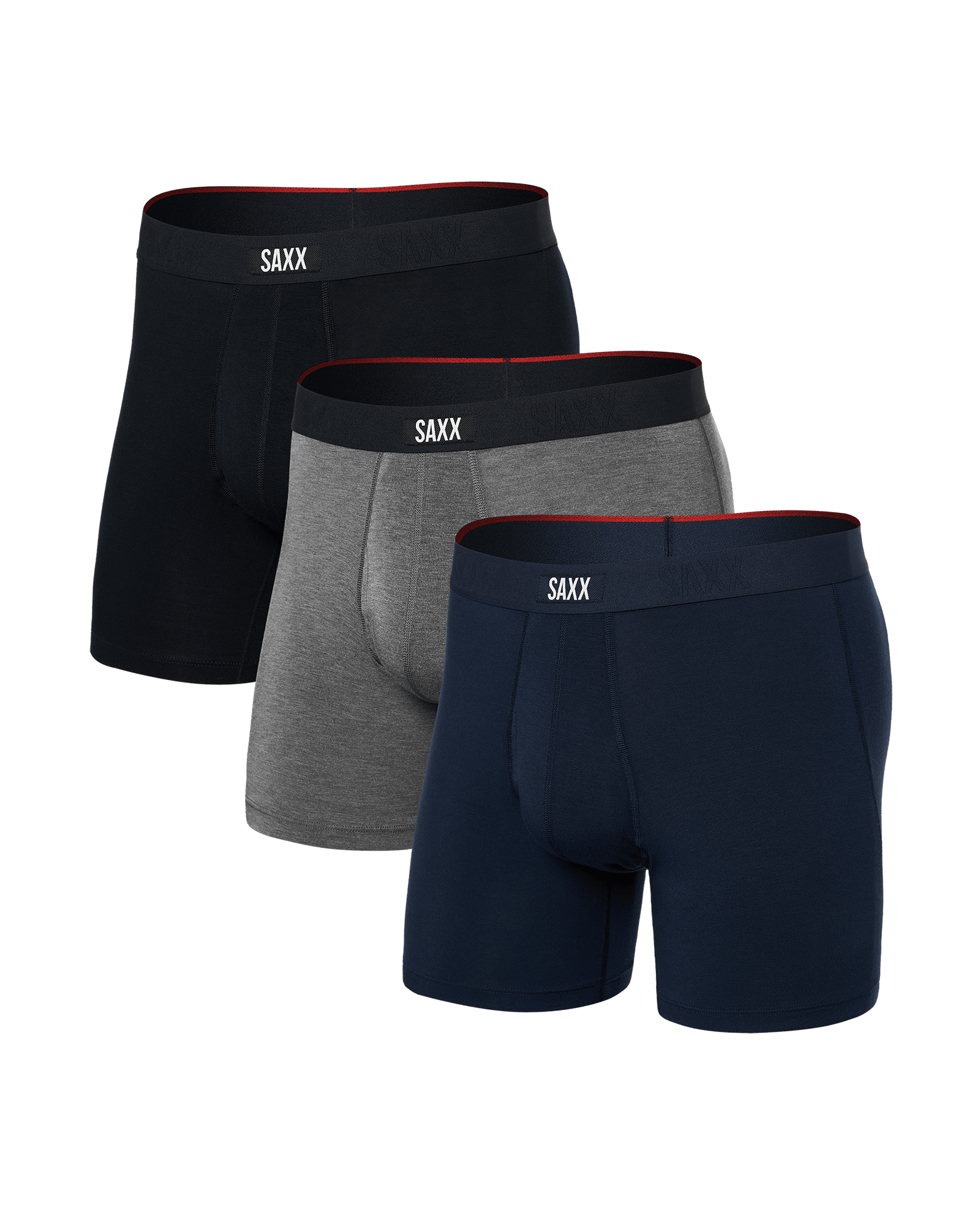 Vibe Xtra Soft Comfort Boxer Brief 3-Pack – Black/Grey/Navy | SAXX