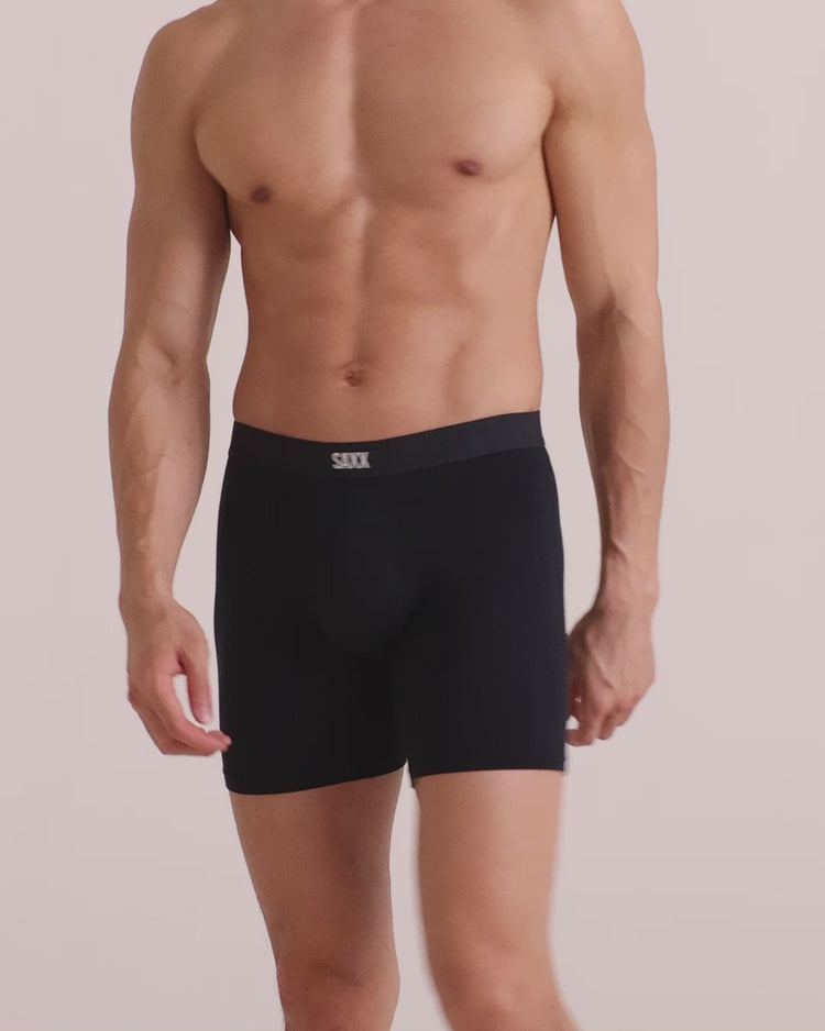 Video of model wearing Vibe Xtra Soft Comfort Boxer Brief Fly.