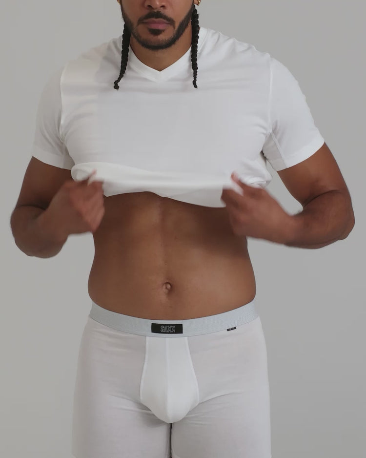 Video of model wearing DropTemp Dry Cotton Short Sleeve V-Neck
