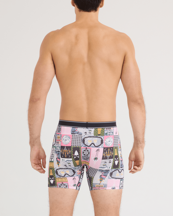 Back - Model wearing Daytripper Comfort Stretch Boxer Brief in Apres All Day-Flintstone