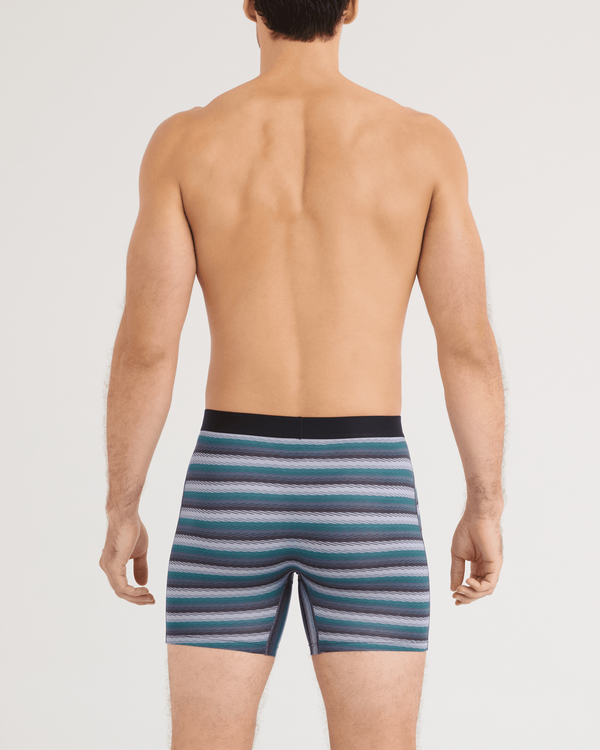 Front - Model wearing Daytripper Comfort Stretch Boxer Brief 3 Pack in Golf Sweater/Simple Stripe/Dark Ink
