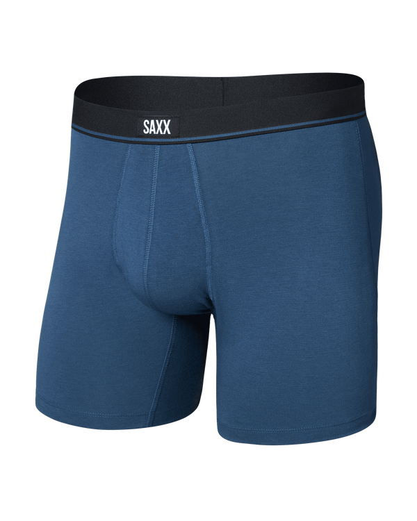 Front of Essential Cotton Boxer Brief in Dark Denim