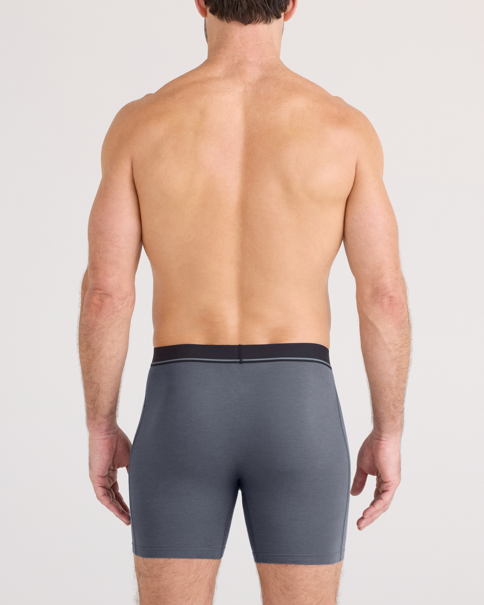Back - Model posing in Essential Cotton Boxer Brief in Turbulence