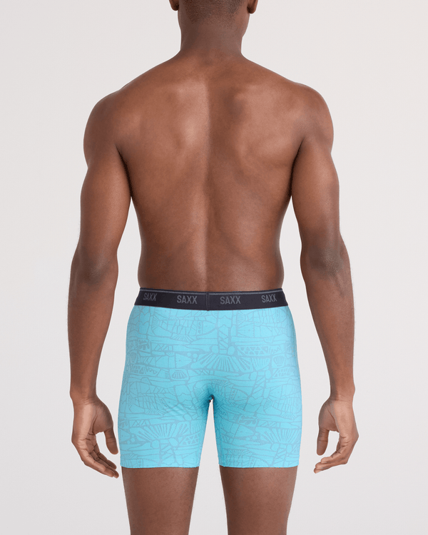 Back - Model wearing  Quest Quick-Dry Mesh Boxer Brief Fly in Tile Fish-Sea Level