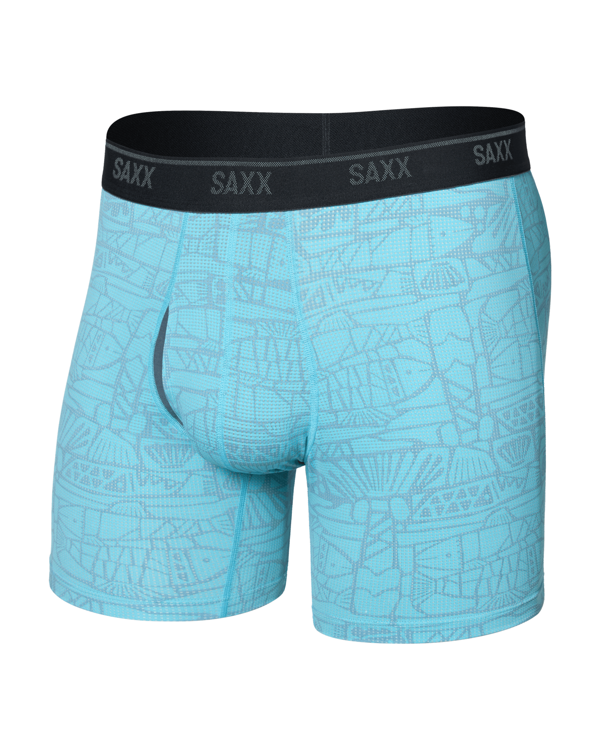 Front of  Quest Quick-Dry Mesh Boxer Brief Fly in Tile Fish-Sea Level