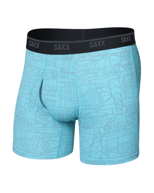 Front of  Quest Quick-Dry Mesh Boxer Brief Fly in Tile Fish-Sea Level