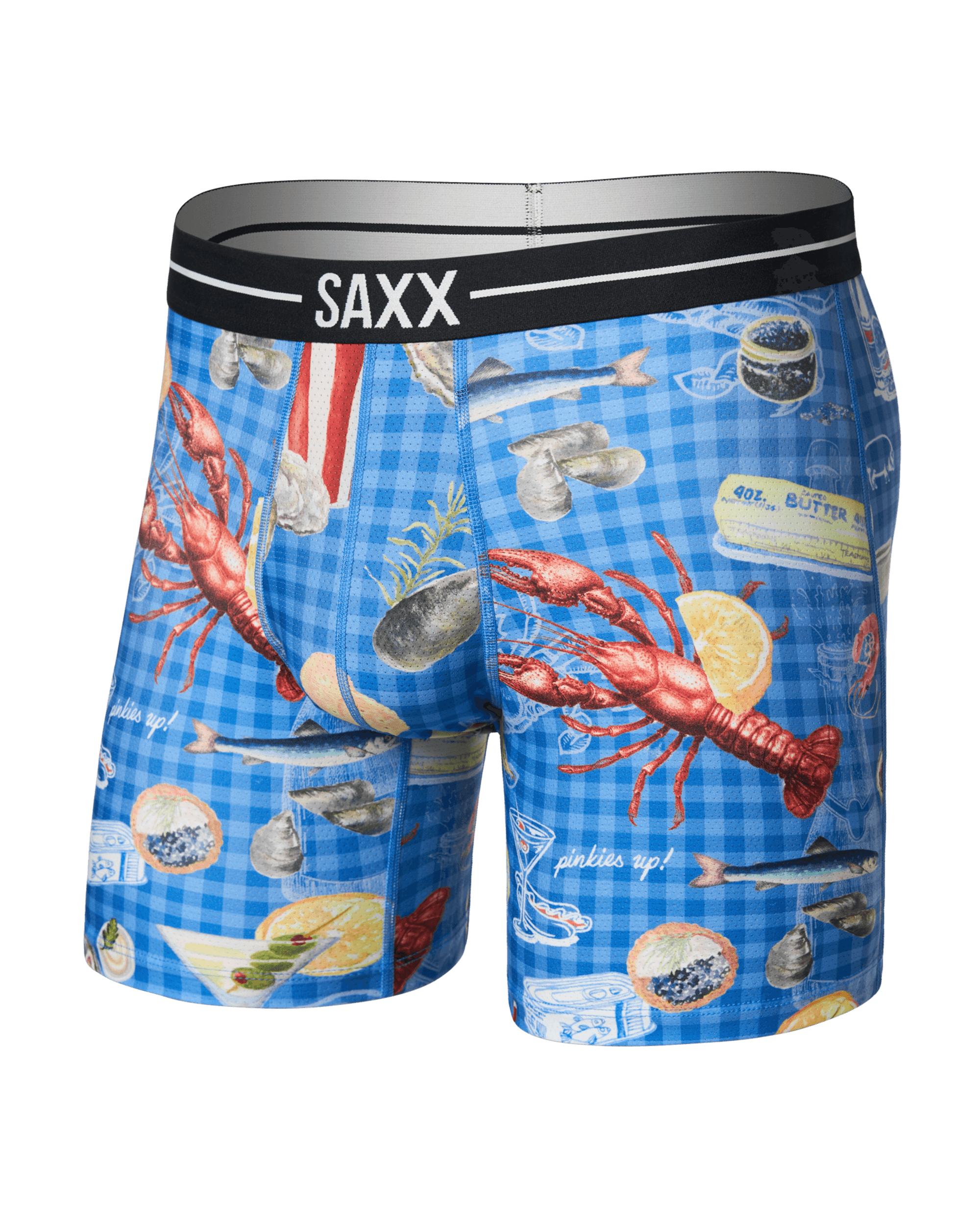 Front of Volt Breathable Mesh Boxer Brief in Low Life Picnic-Blue