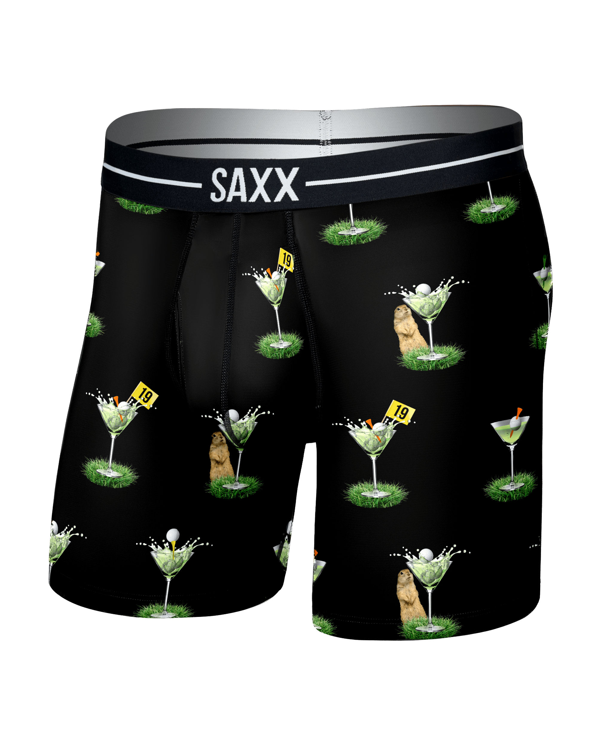 Front of Volt Breathable Mesh Boxer Brief in My Handicap-Black