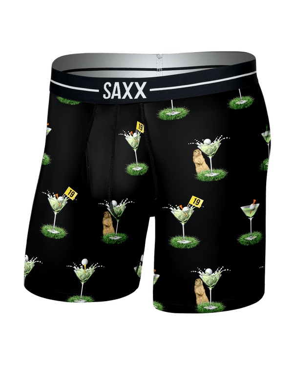 Front of Volt Breathable Mesh Boxer Brief in My Handicap-Black