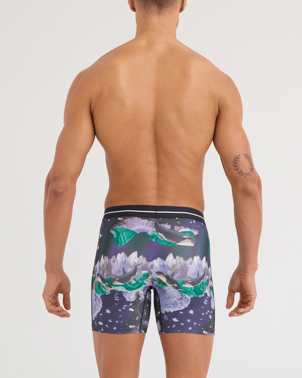 Back - Model wearing Volt Breathable Mesh Boxer Brief in Midnight Sun-Black