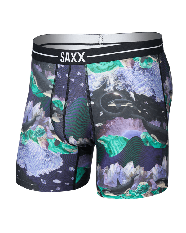 Front of Volt Breathable Mesh Boxer Brief in Midnight Sun-Black