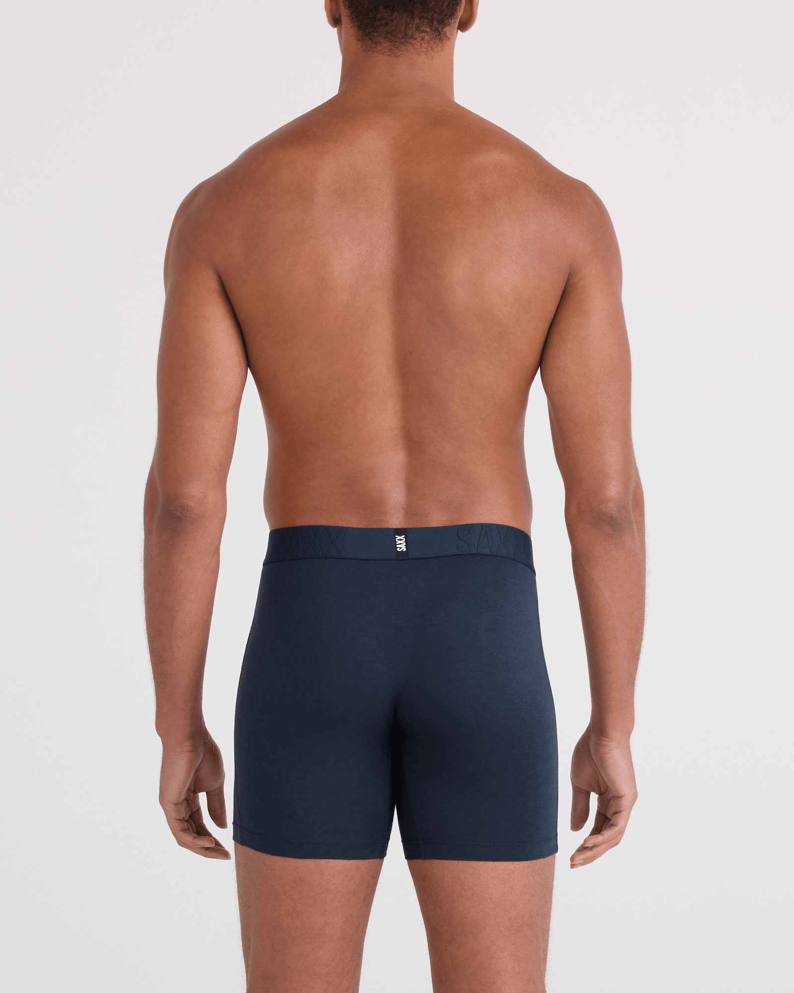 Back - Model wearing  DropTemp Cooling Cotton Boxer Brief Fly 2 Pack in Dark Ink/Black