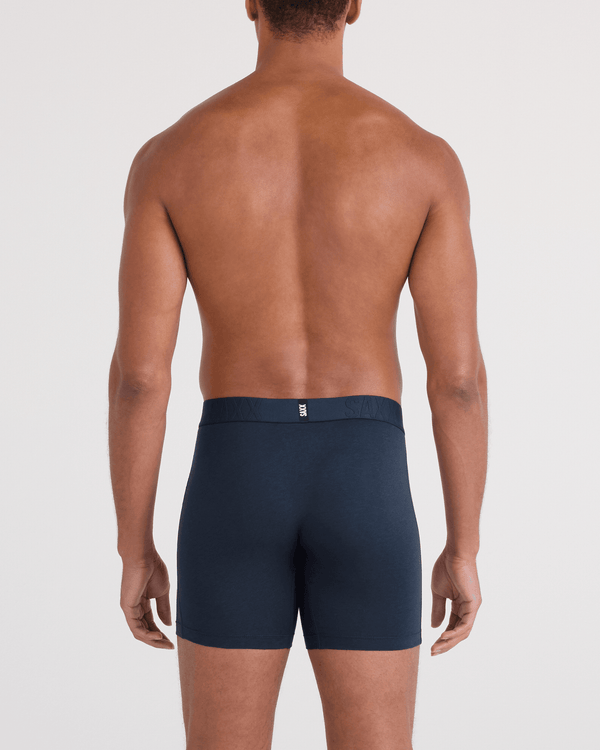 Back - Model wearing  DropTemp Cooling Cotton Boxer Brief Fly 2 Pack in Dark Ink/Black