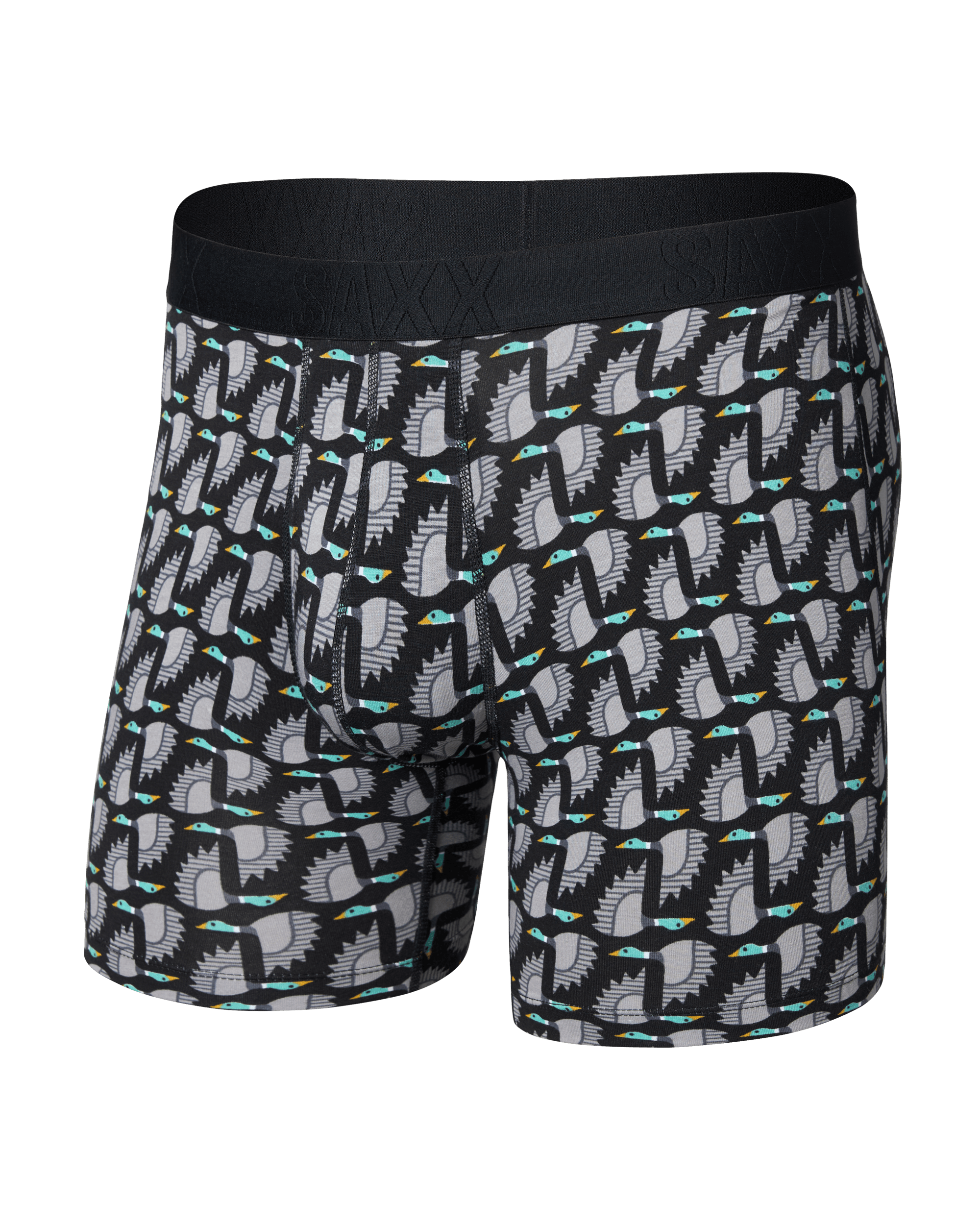 Front of DropTemp Cooling Cotton Boxer Brief in Flight Pattern-Black