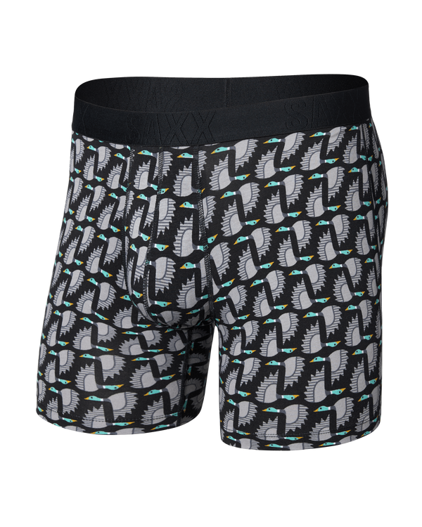 Front of DropTemp Cooling Cotton Boxer Brief in Flight Pattern-Black