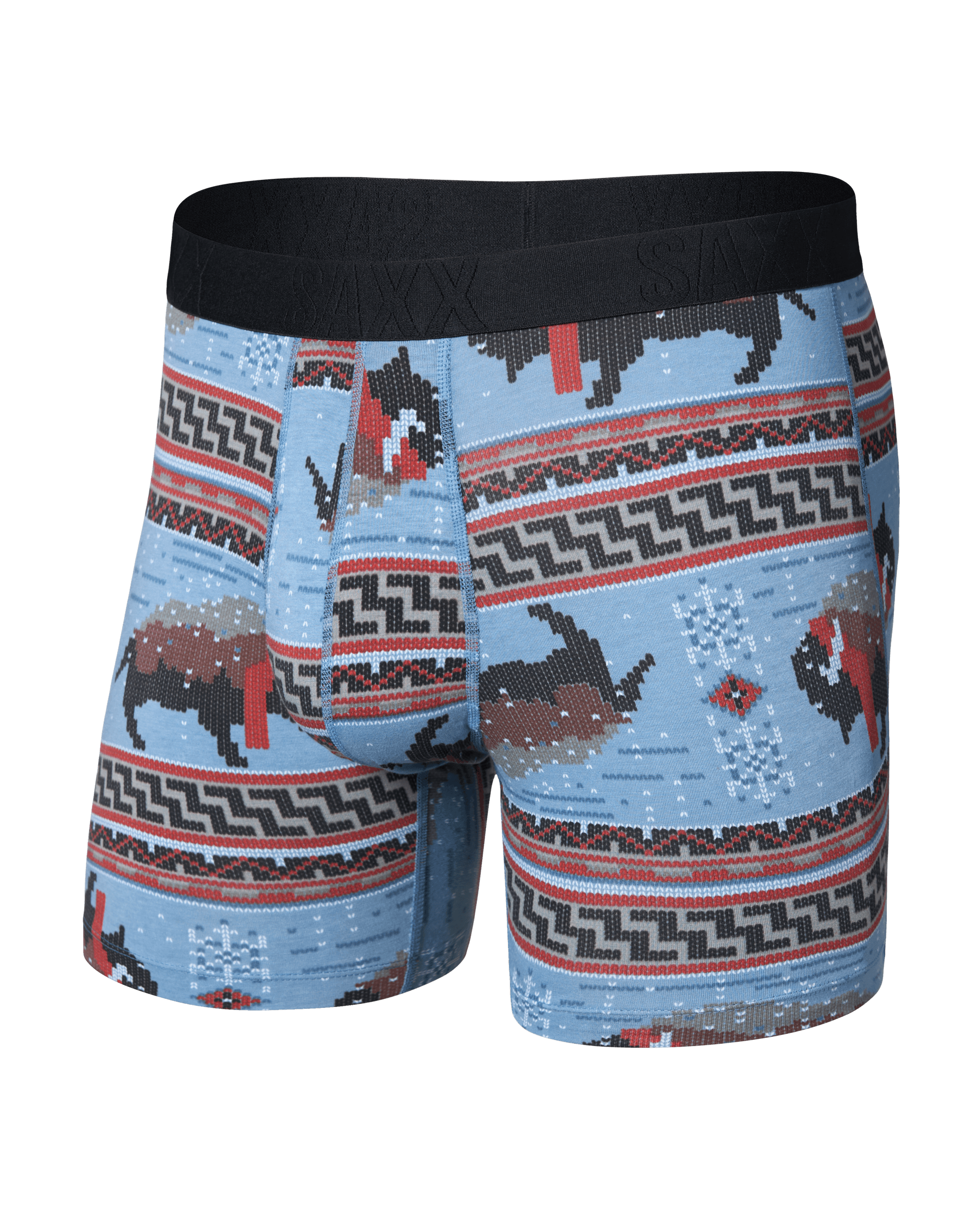 Front of DropTemp Cooling Cotton Boxer Brief in Fluffalo-Washed Blue