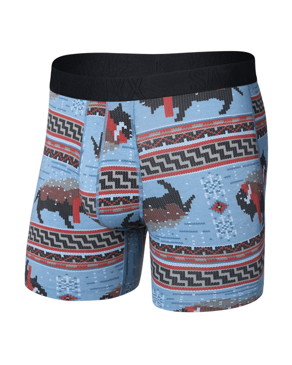 Front of DropTemp Cooling Cotton Boxer Brief in Fluffalo-Washed Blue