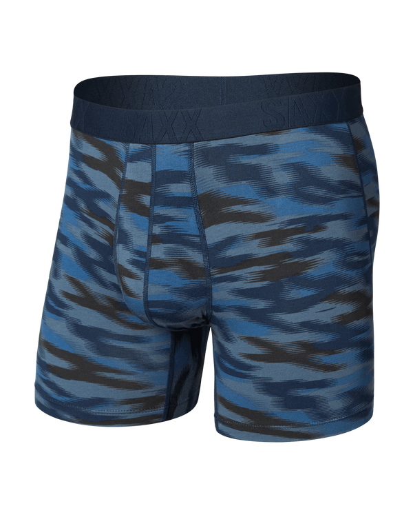 Front of DropTemp Cooling Cotton Boxer Brief in Swift Camo-Dark Ink