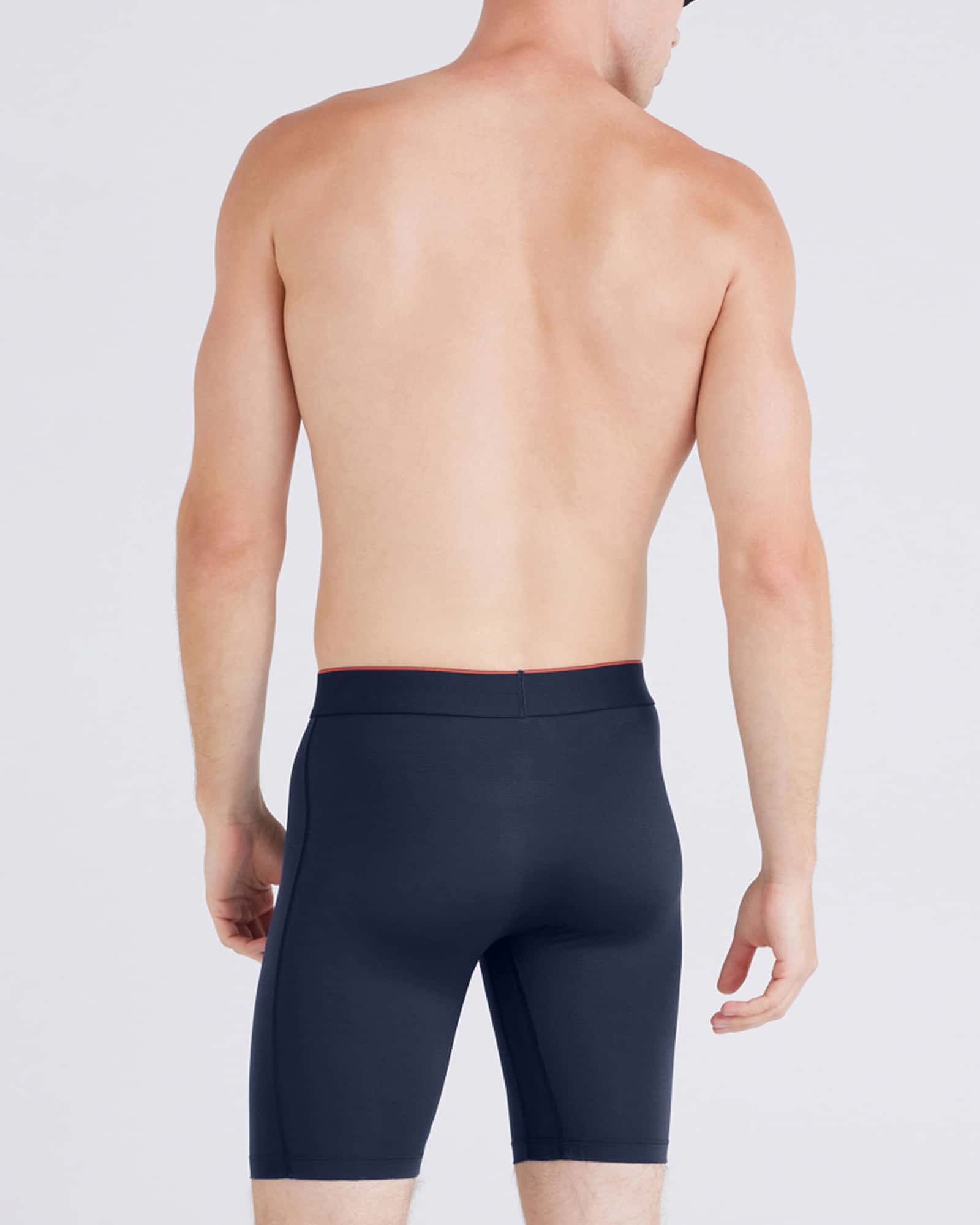 Back - Model wearing Multi-Sport Mesh Long Boxer Brief Fly 2Pk in Navy/Black