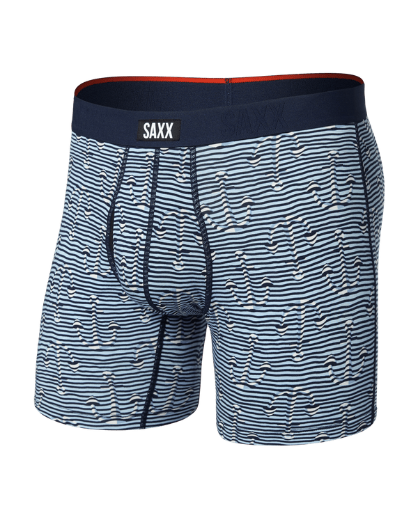 Front of Vibe Xtra Soft Comfort Boxer Brief in Anchor Stripe-Blue