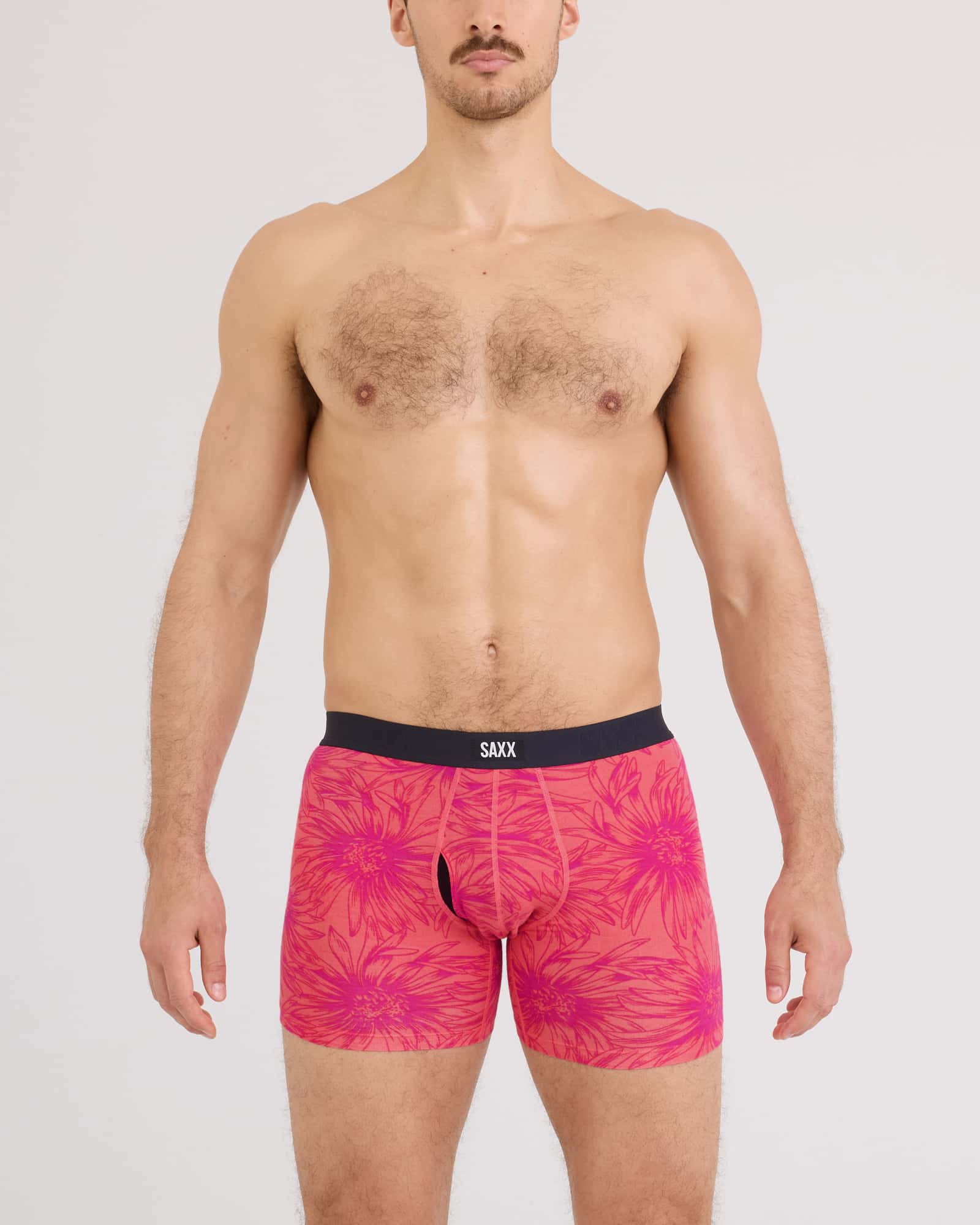 Front - Model wearing Vibe Xtra Soft Comfort Boxer Brief Fly in Big Daisy-Gumball