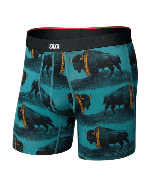 Front of Vibe Xtra Soft Comfort Boxer Brief in Bison Bling-Seascape